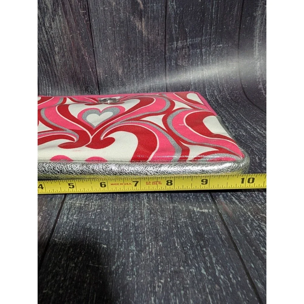 Brighton Padded Zip Top iPad Tablet Case Cover Twirly Hearts Pink Red White